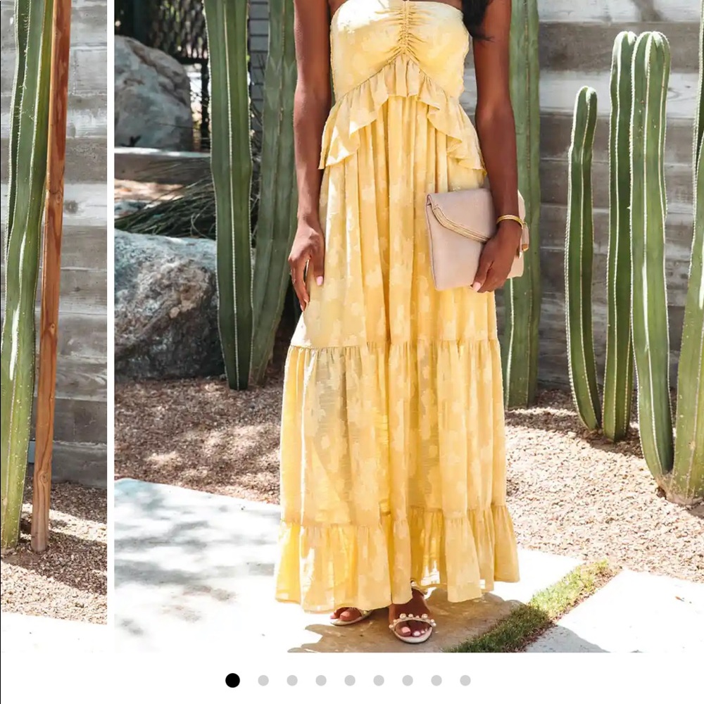 Vici golden yellow halter San Felipe maxi dress
